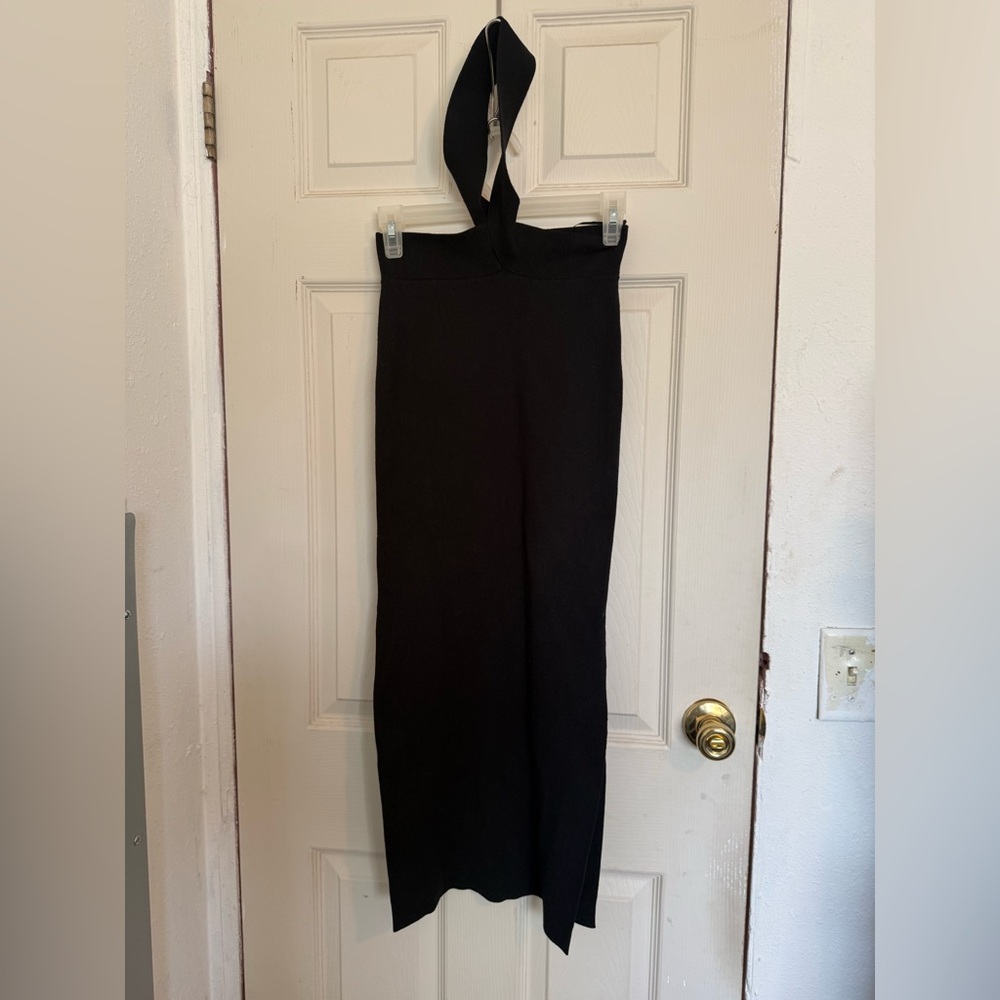 Anthropologie Black Wide-Leg Knit Jumpsuit Pant